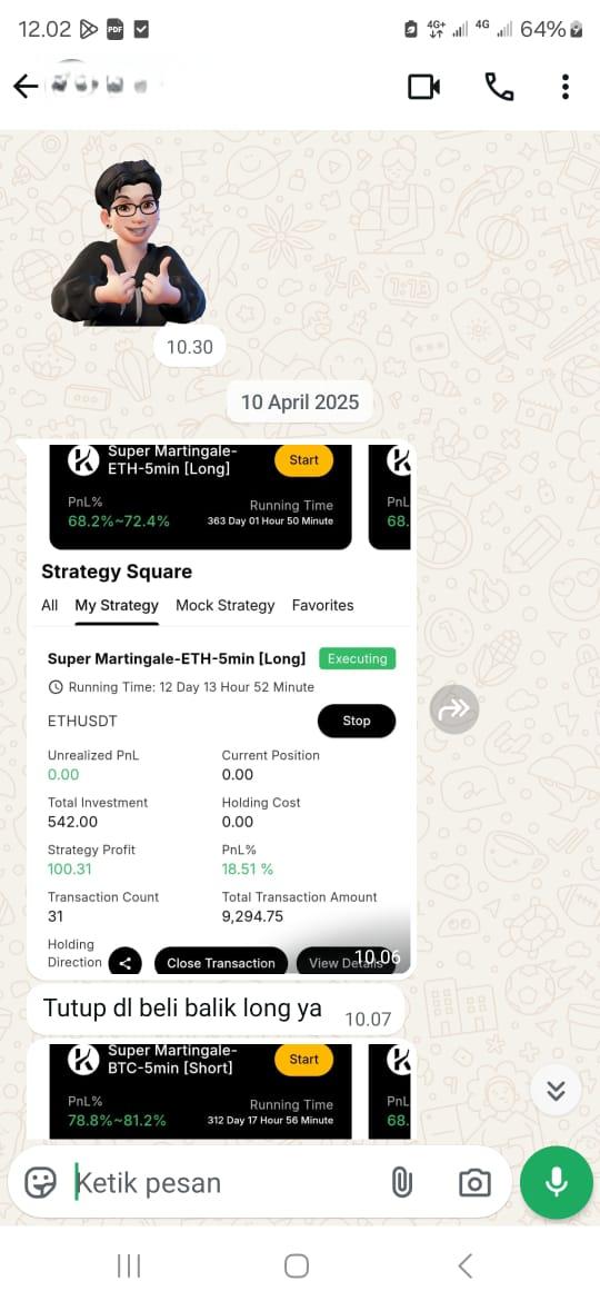 Chat Screenshot 2 - Trading Results